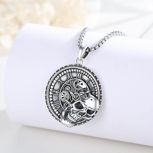 Skull Necklace for Men 925 Sterling Silver Skull Pendant Gothic Jewelry Gifts for Birthday Anniversary in Saudi Arabia