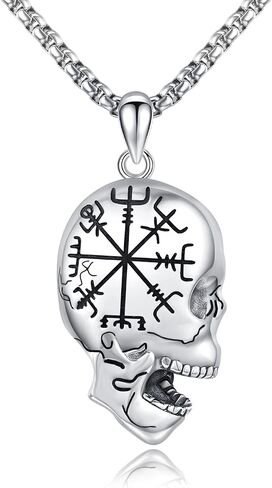 Skull Necklace for Men 925 Sterling Silver Skull Pendant Gothic Jewelry Gifts for Birthday Anniversary in Saudi Arabia