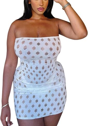 BYDIVA Hot Grils Hollow Out Tube Top Cute Mini Dress Clubwear in Saudi Arabia