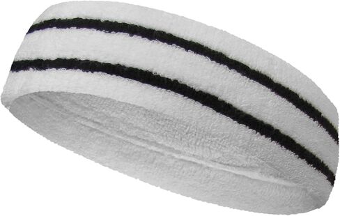 Couver HB799 Long Thick Wider Basketball Headband Terry Cloth with 2 Stripes, 1 Piece, in Saudi Arabia
