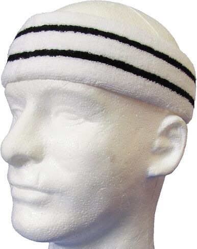 Couver HB799 Long Thick Wider Basketball Headband Terry Cloth with 2 Stripes, 1 Piece, in Saudi Arabia