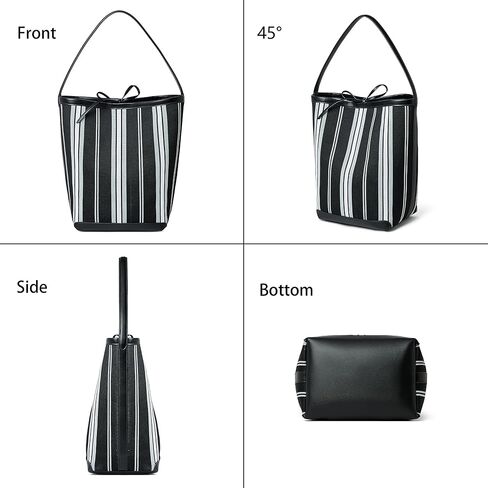 daiblueland Fashion Stripe Shoulder Handbag For Women Stylish Canvas Work Tote Bag With Inner Pouch in Kuwait