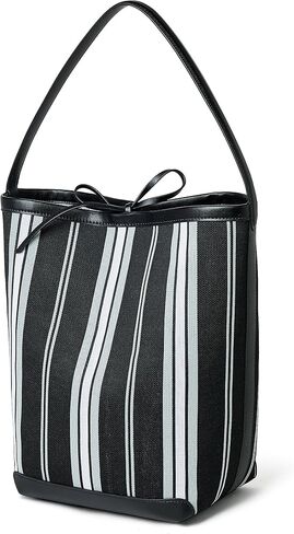 daiblueland Fashion Stripe Shoulder Handbag For Women Stylish Canvas Work Tote Bag With Inner Pouch in Kuwait