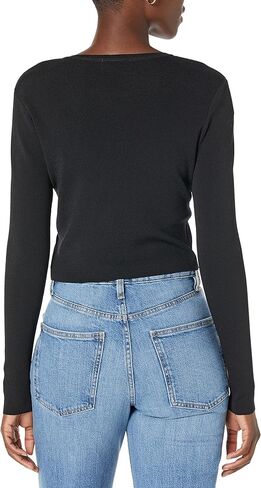 The Drop Women's Titus Open Front Cropped Sweater with Ring Detail in Saudi Arabia