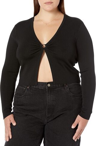 The Drop Women's Titus Open Front Cropped Sweater with Ring Detail in Saudi Arabia