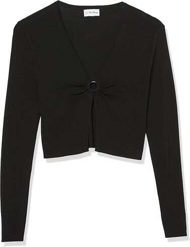 The Drop Women's Titus Open Front Cropped Sweater with Ring Detail in Saudi Arabia
