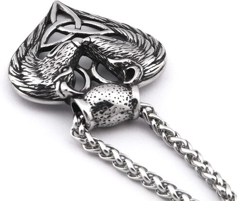 BAVIPOWER Viking Wolf Fenrir Head Pendant Stainless Steel Keel Chain Nordic Necklace Powerful Pagan Jewelry For Men Women Nordic Talisman Amulet Protection in Saudi Arabia