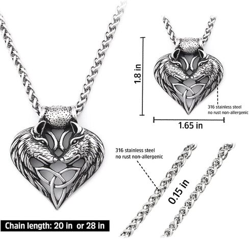 BAVIPOWER Viking Wolf Fenrir Head Pendant Stainless Steel Keel Chain Nordic Necklace Powerful Pagan Jewelry For Men Women Nordic Talisman Amulet Protection in Saudi Arabia