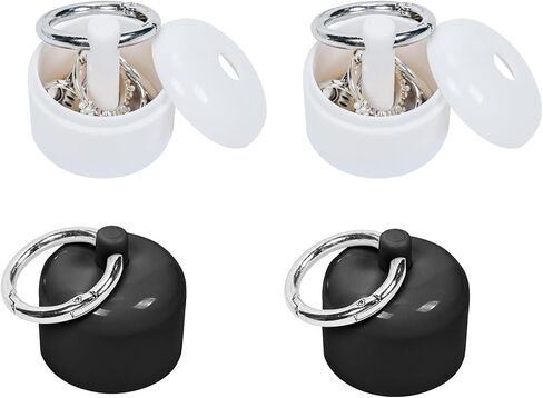 تخزين حامل حلقات المجوهرات أثناء السفر، سلسلة مفاتيح لصندوق المجوهرات، حاوية صغيرة لتنظيم صندوق حبوب السفر للأقراط المرصعة والخواتم (4 عبوات) in Kuwait