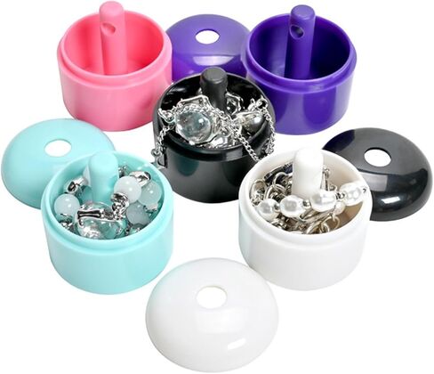 تخزين حامل حلقات المجوهرات أثناء السفر، سلسلة مفاتيح لصندوق المجوهرات، حاوية صغيرة لتنظيم صندوق حبوب السفر للأقراط المرصعة والخواتم (4 عبوات) in Kuwait