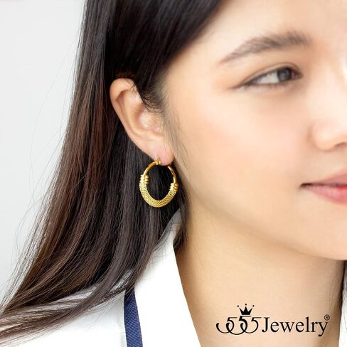 555Jewelry أقراط دائرية من الفولاذ المقاوم للصدأ شبكية مضفرة متوسطة الحجم للنساء in Saudi Arabia
