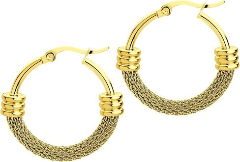555Jewelry أقراط دائرية من الفولاذ المقاوم للصدأ شبكية مضفرة متوسطة الحجم للنساء in Saudi Arabia