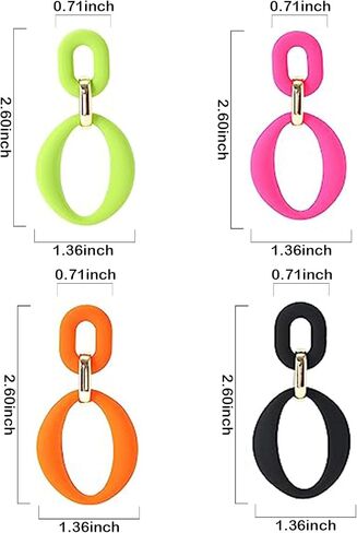 4 Pairs Hoop Earrings for Women,Acrylic Hoop Statement Drop Earrings Black Dangle Earrings for Women Gifts, Acrylic, No Gemstone in Kuwait