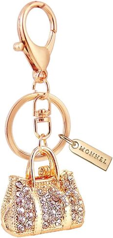 MZ930 Gorgeous Crystal Big 3D Handbag Charm Pendant Lobster Clasp Key Ring Keychain (Gold) in Saudi Arabia