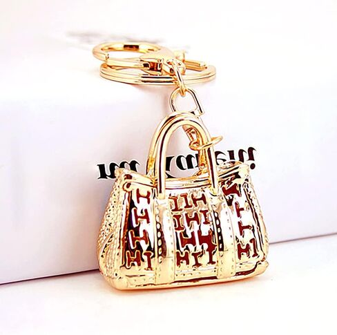 MZ930 Gorgeous Crystal Big 3D Handbag Charm Pendant Lobster Clasp Key Ring Keychain (Gold) in Saudi Arabia