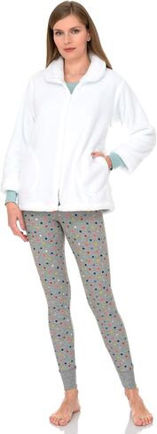 TowelSelections Women's Bed Jacket Zip Front Cardigan Fleece Robe Lounge Coverup in Kuwait