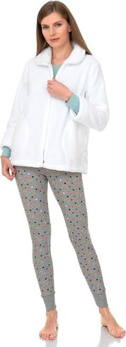 TowelSelections Women's Bed Jacket Zip Front Cardigan Fleece Robe Lounge Coverup in Kuwait