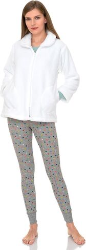 TowelSelections Women's Bed Jacket Zip Front Cardigan Fleece Robe Lounge Coverup in Kuwait