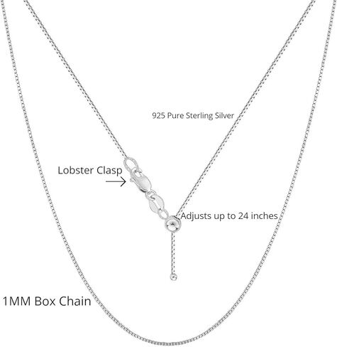 سلسلة بولو من الفضة الإسترليني 925 قابلة للتعديل للجنسين مقاس 1 مم، تمتد إلى 24 بوصة! in Kuwait