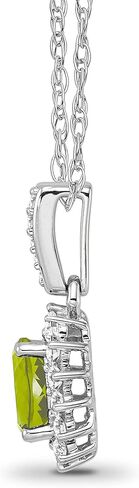 Sterling Silver Diamond and Oval Gemstone Halo Pendant Necklace (1/3 cttw, I-J Color, I2-I3 Clarity), 18" in Kuwait