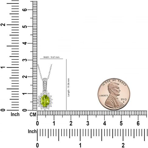 Sterling Silver Diamond and Oval Gemstone Halo Pendant Necklace (1/3 cttw, I-J Color, I2-I3 Clarity), 18" in Kuwait