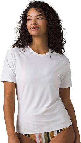 prAna Edge Wave Short Sleeve Sun Top White LG (Women's 10-12) in Saudi Arabia