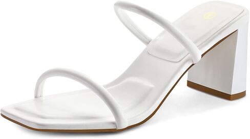 صنادل نسائية من Mysoft بكعب 3 بوصة ومقدمة مربعة وحزامين بدون ظهر سهلة الارتداء in Kuwait