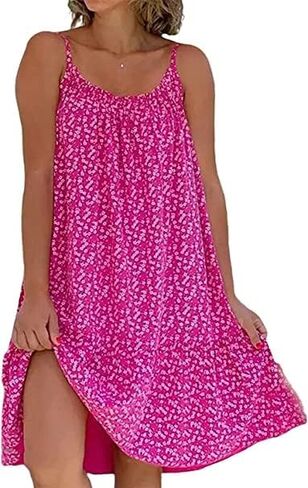 Camibloom - Floral Printed Camisole Dress, Women's Summer Loose-fit Sleeveless Mini Dress in Saudi Arabia