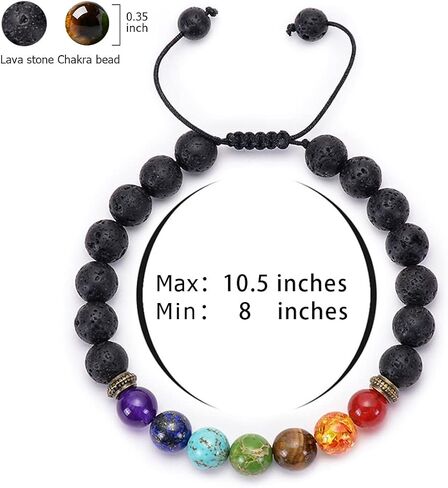 ANAGOO Lava Stone Bracelet Chakra Bracelets For Women Lava Bead Bracelets For Essential Oils 7 Chakra Bracelets For Men Lava Rock Bracelets Lava Bracelets For Couples (2pcs) in Saudi Arabia