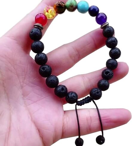 ANAGOO Lava Stone Bracelet Chakra Bracelets For Women Lava Bead Bracelets For Essential Oils 7 Chakra Bracelets For Men Lava Rock Bracelets Lava Bracelets For Couples (2pcs) in Saudi Arabia