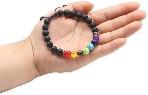 ANAGOO Lava Stone Bracelet Chakra Bracelets For Women Lava Bead Bracelets For Essential Oils 7 Chakra Bracelets For Men Lava Rock Bracelets Lava Bracelets For Couples (2pcs) in Saudi Arabia
