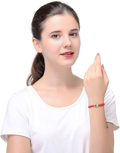 LOYALLOOK 6pcs Braided String Kabbalah Bracelets Rotating Evil Eye Hamsa Hand for Protection Bracelet Red/Black String in Kuwait