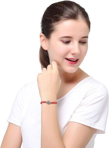 LOYALLOOK 6pcs Braided String Kabbalah Bracelets Rotating Evil Eye Hamsa Hand for Protection Bracelet Red/Black String in Kuwait