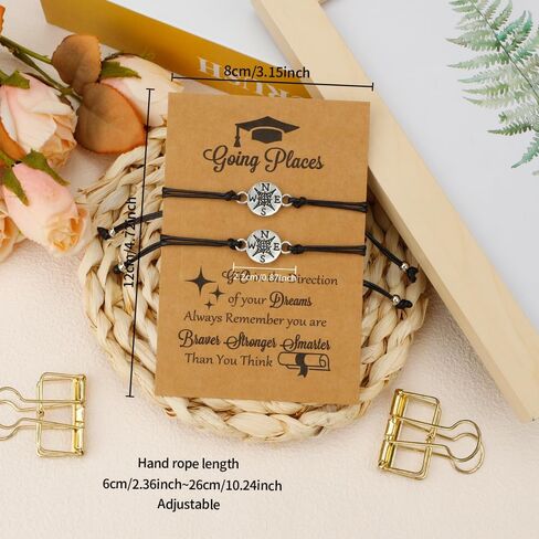 Graduation Gifts Graduation Compass Bracelet Cool College Graduation Gifts for Her Him Girls Boys Daughter Master Nurse Teacher 2023 High School Graduation Bracelets Set Matching Relationship Class, in Kuwait