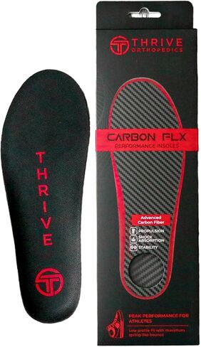 نعال داخلية من Thrive Orthopedics Carbon FLX Performance، نعال داخلية خفيفة الوزن شبه صلبة لدعم إضافي، آلام القدم، التهاب المفاصل وتخفيف إبهام القدم الصلبة - زوج (الولايات المتحدة W12-12.5/M11-11.5) in Saudi Arabia