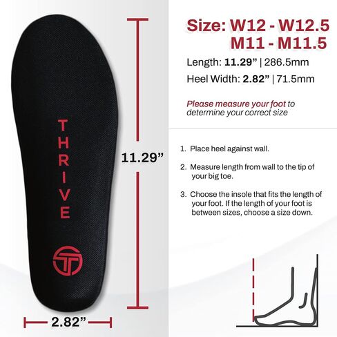 نعال داخلية من Thrive Orthopedics Carbon FLX Performance، نعال داخلية خفيفة الوزن شبه صلبة لدعم إضافي، آلام القدم، التهاب المفاصل وتخفيف إبهام القدم الصلبة - زوج (الولايات المتحدة W12-12.5/M11-11.5) in Saudi Arabia