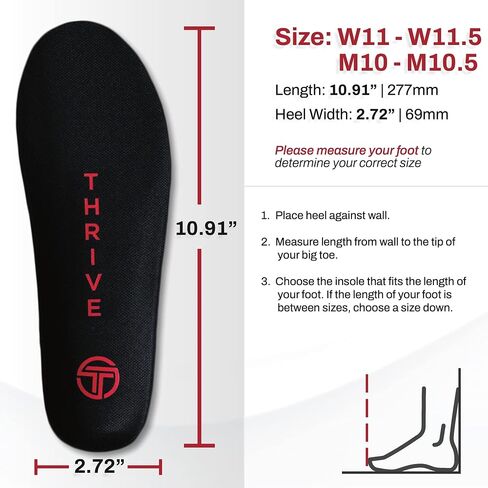 نعال داخلية من Thrive Orthopedics Carbon FLX Performance، نعال داخلية خفيفة الوزن شبه صلبة لدعم إضافي، آلام القدم، التهاب المفاصل وتخفيف إبهام القدم الصلبة - زوج (الولايات المتحدة W12-12.5/M11-11.5) in Saudi Arabia