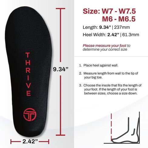 نعال داخلية من Thrive Orthopedics Carbon FLX Performance، نعال داخلية خفيفة الوزن شبه صلبة لدعم إضافي، آلام القدم، التهاب المفاصل وتخفيف إبهام القدم الصلبة - زوج (الولايات المتحدة W12-12.5/M11-11.5) in Saudi Arabia