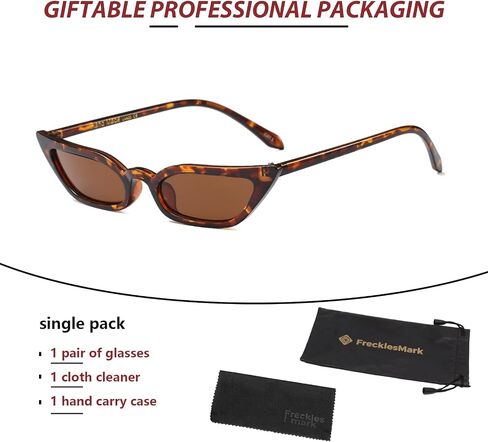 Freckles Mark 90s Vintage Retro Inspired Narrow Cateye Sunglasses for Women Skinny Small Fashion Cat Eye Glasses in Saudi Arabia