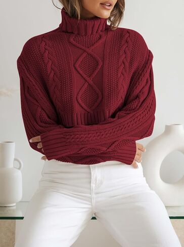 سترة Sovoyontee النسائية لخريف 2023 ذات الياقة المدورة المقصوصة كابل متماسكة وأكمام طويلة بلوفر لطيف بلوفر علوي in Kuwait