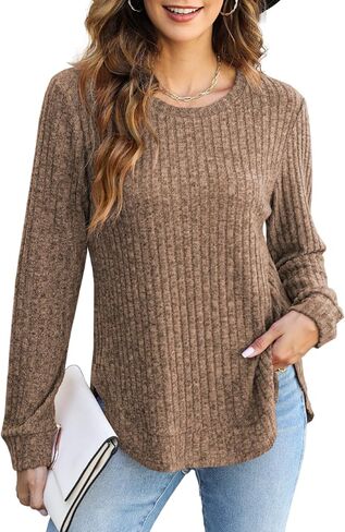 JomeDesign Womens Tops Fall Fashion 2023 Long Sleeve Shirts Round Neck Sweatshirt Lightweight Sweaters in Kuwait