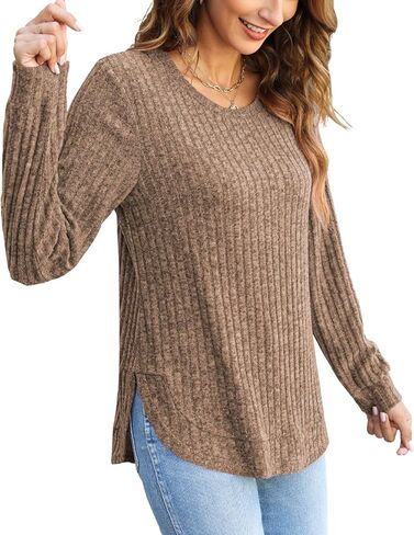 JomeDesign Womens Tops Fall Fashion 2023 Long Sleeve Shirts Round Neck Sweatshirt Lightweight Sweaters in Kuwait