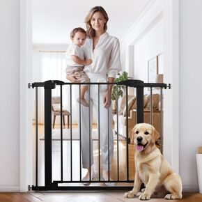 29-40 Inch Baby Gate for Doorways Auto Close Gates for Dogs Indoor with Door Gate for Stairs with Walk Thru Door Baby Stair Gate Door Gates for Dogs Doors for Babies Stair Door Kids, Black