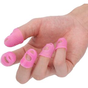 Demeras Lightweight Silicone Fingertip Guard Guitar Fingerstall Durable for Children for Guitar (Pink M00250)