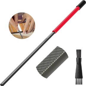 Fret End Dressing File, Fix Sharp Guitar Fret Ends - Professional Luthier Tool - Double-Side Fret File - Fret Crowning File For Rounding, Shaping, and Deburring, Works on All Frets, with Clean Brush