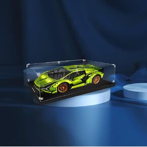 Acrylic Display case Compatible with Lamborghini Sián FKP 37 42115 - Large Size (Model Set is not Included) (with Theme Background) US Stock