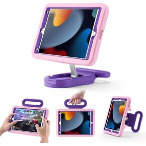 Kids Case for iPad 7th/8th/9th Gen 10.2 inch,Adjustable Portrait/Landscape Stand/Drop Proof with Handle/Kickstand,Child Friendly Protective Cover for iPad 10.2 2021/2020/2019 (BlackBlue)