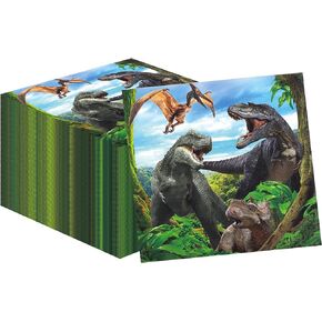 Dinosaur Party Napkins, 40PCS Dinosaur Napkins Disposable, Dinosaur Party Supplies Birthday Decorations, Dinosaur Party Dinner Paper Napkins for Theme Party, Birthday, 6.5 Inch