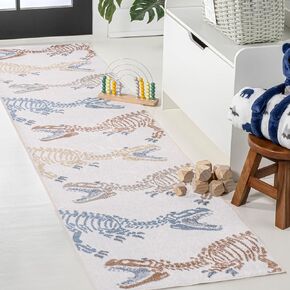 JONATHAN Y KDW100A-8 Star Gazer Geometric Machine-Washable Indoor Area Rug, Border, Kids & Novelty, Classic, Bedroom, Kitchen, Living Room, Easy-Cleaning, Non-Shedding, 8 X 10, Ivory/Blue/Orange