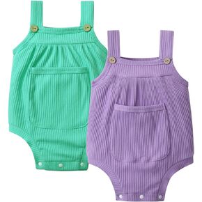 Baby Boy Girl 2 Pack Summer Corduroy Romper Backless Bodysuit Jumpsuit Outfits